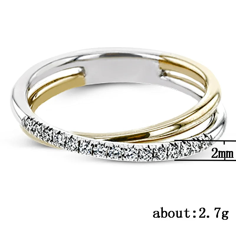 F794 Women's White Gold Diamond Ring Round Brilliant Cut Natural G Color Wedding Band 14K Two Tone Jewelry