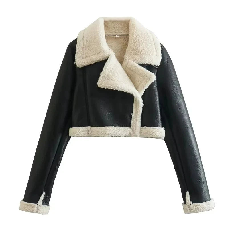 OEM Cheap Wholesale Women Fashion Winter Thick Warm Zip up Short Coat Cropped Fleece Jacket