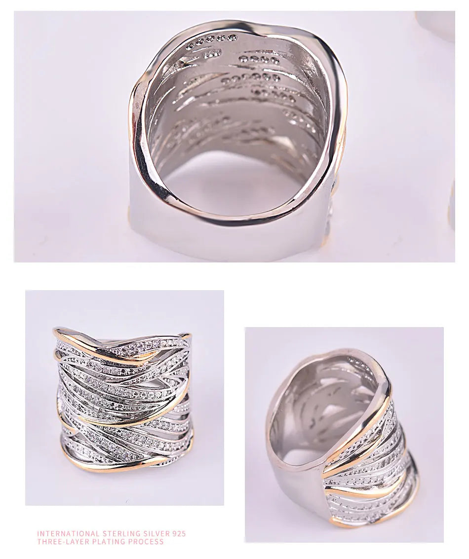 ZDADAN 925 Sterling Silver Braided Finger Ring For Women Jewelry Party Gift
