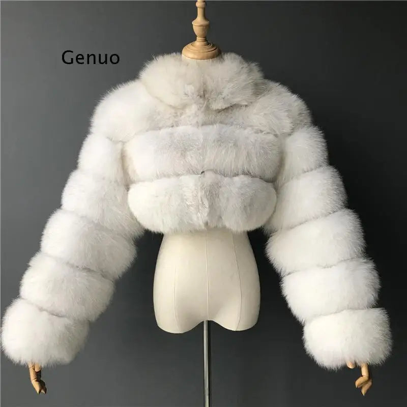 Luxury Mink Coats Women Winter Top Fashion Pink FAUX Fur Coat Elegant Thick Warm Outerwear Fake Fur Woman Jacket