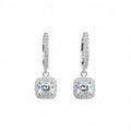 Ice One Diamond Charm Earrings 925 Silver Princess Cut Claw Setting Luxury Women's Wedding Jewelry Rhodium Plated