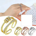 T0583 Women's Fashion Rings Ball Shape Pave Setting Cubic Zirconia Party Jewelry Gold Rose Silver Tone