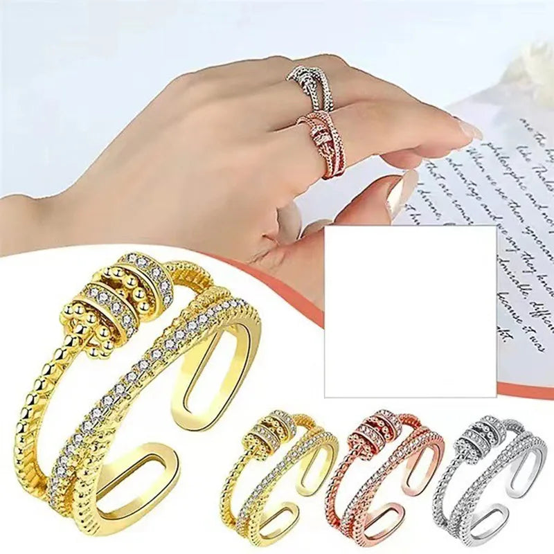 T0583 Women's Fashion Rings Ball Shape Pave Setting Cubic Zirconia Party Jewelry Gold Rose Silver Tone