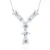 Pass Diamond Tester Letter J Multi Cut VVS Moissanite Necklace 925 Silver Platinum Plated Elegant Fine Jewelry Necklace