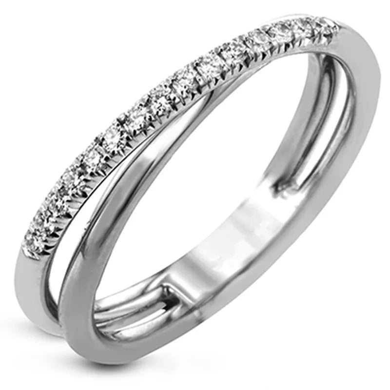 F794 Women's White Gold Diamond Ring Round Brilliant Cut Natural G Color Wedding Band 14K Two Tone Jewelry