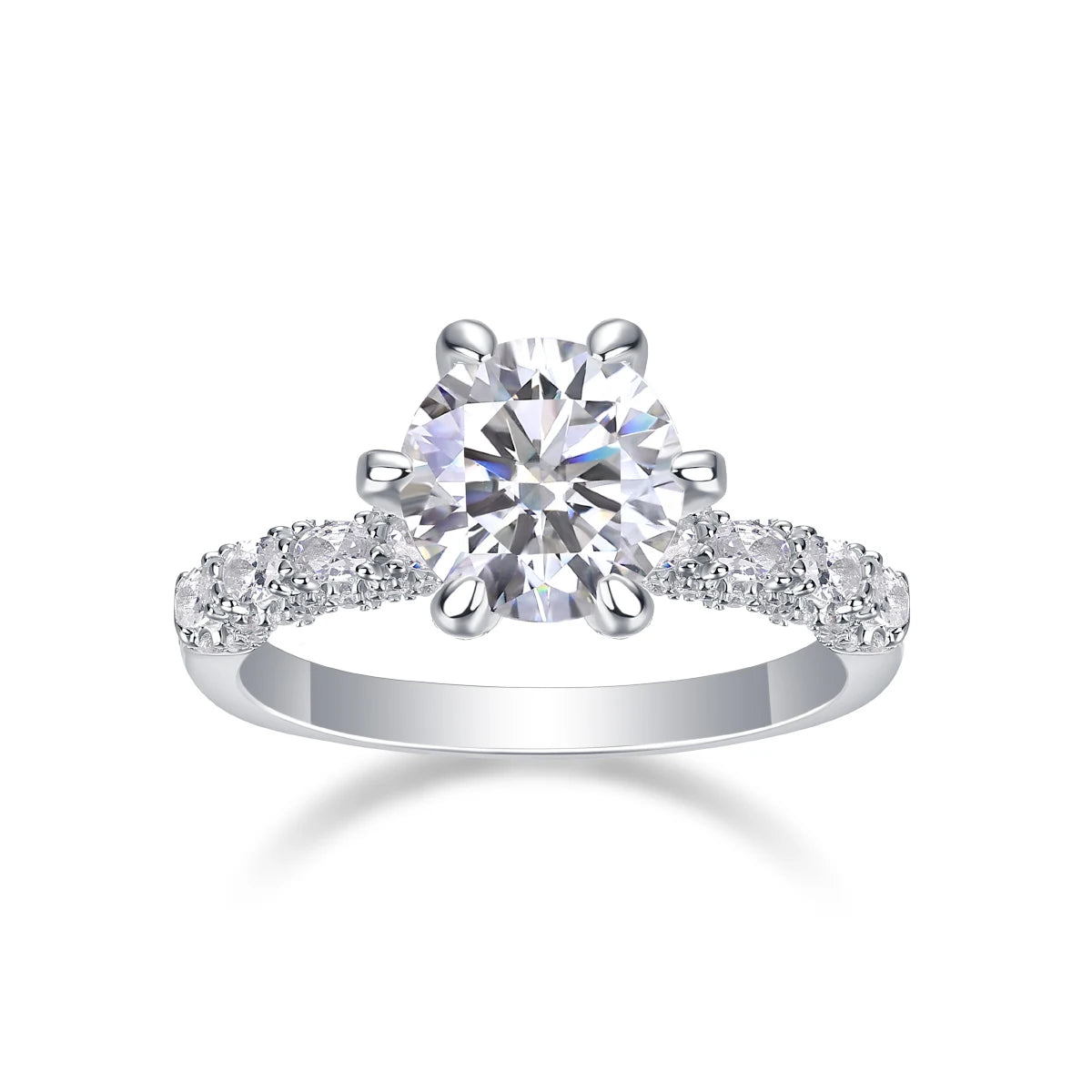 3Ct Main Round Moissanite Ring Wedding Engagement Promise Ring S925 Silver White Color Women Daily Wear Jewelry Ring