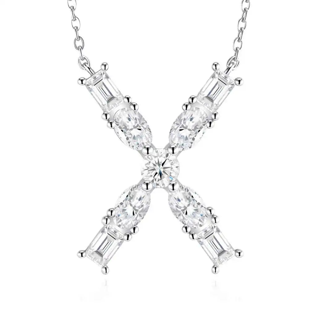 Pass Diamond Tester Letter J Multi Cut VVS Moissanite Necklace 925 Silver Platinum Plated Elegant Fine Jewelry Necklace