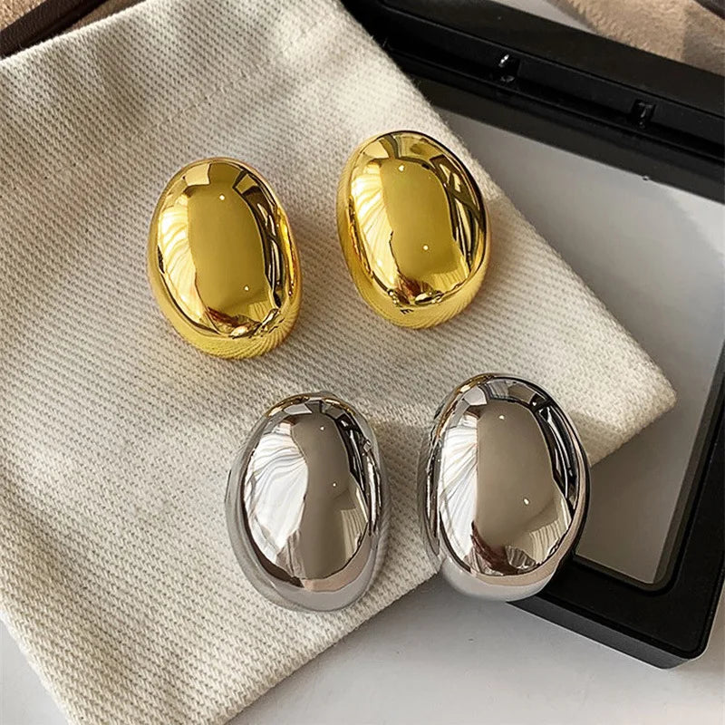 E3711 White Gold Ball Stud Earrings Classic Unisex Fashion Jewelry