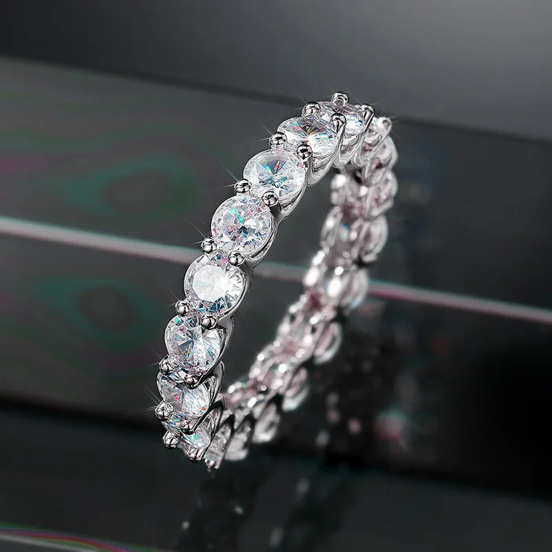 B2828 White Gold Diamond Ring Emerald Cut Natural D Color Classic Engagement Women's Jewelry