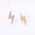 E1241 White Gold Stud Earrings Spike Shape Round Crystal Rhinestone Claw Setting Unisex Trendy Fashion Jewelry