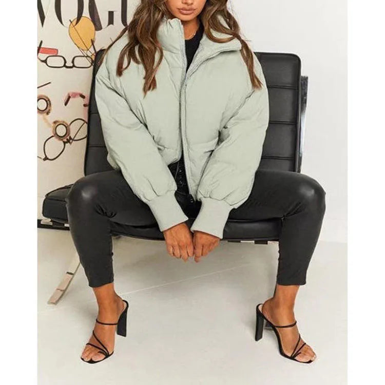 Fashion Waterproof Breathable Polyester Wadding Short Thick Padded Winter Coat Bubble Puffer Jacket for Women