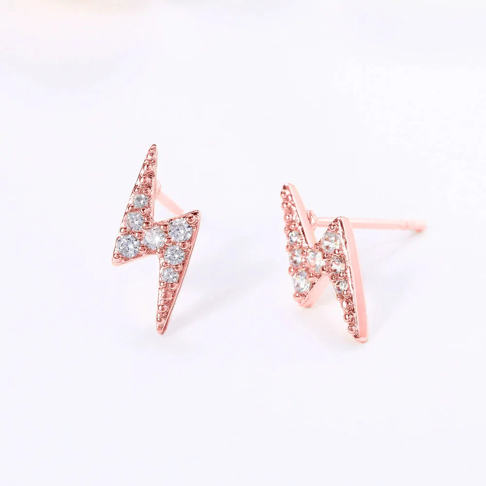 E1241 White Gold Stud Earrings Spike Shape Round Crystal Rhinestone Claw Setting Unisex Trendy Fashion Jewelry