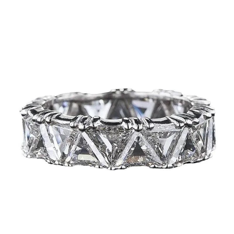 B2828 White Gold Diamond Ring Emerald Cut Natural D Color Classic Engagement Women's Jewelry
