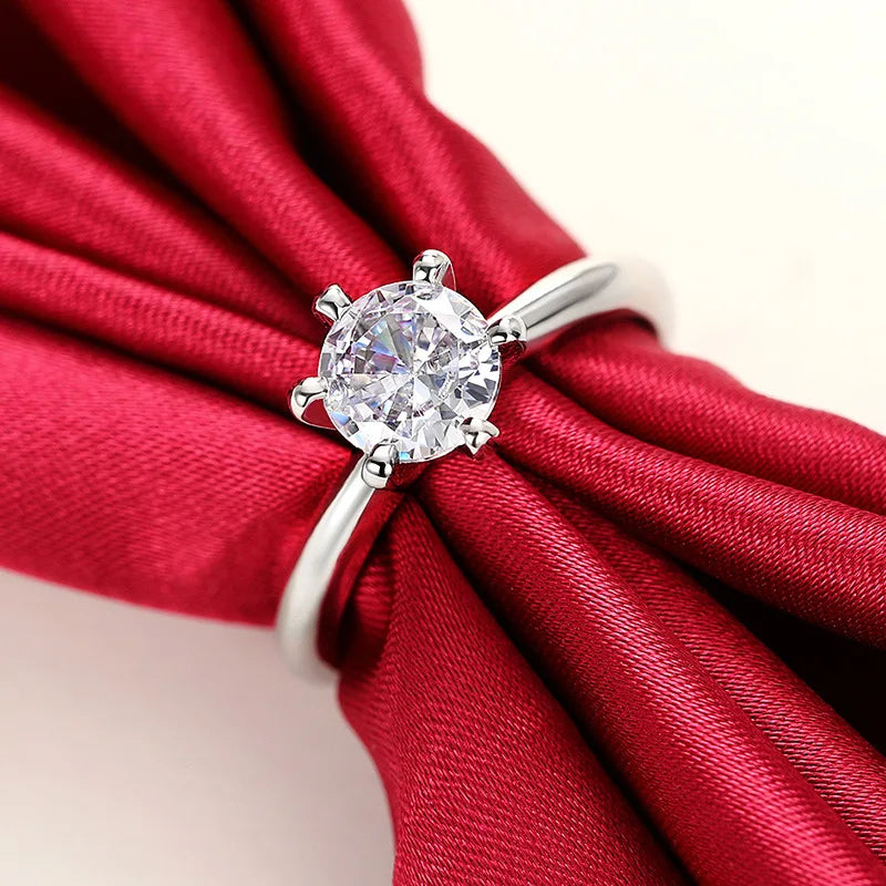 T0004 Diamond Ring Round Brilliant Cut Natural Diamond Classic Engagement Women's Jewelry