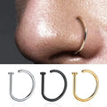 Stainless Steel Nose Ring Hoop Black Gold Plated Classic Unisex Internally Threaded Hook Body Jewelry for Daily Wear Piercing