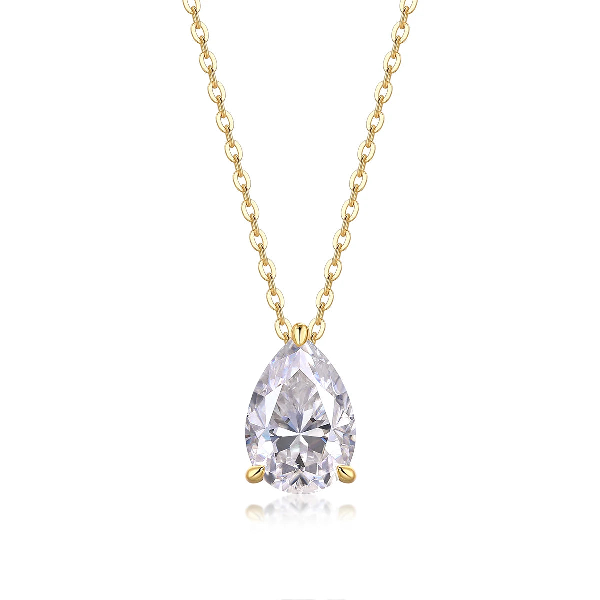 New Women's Trendy 925 Silver Overlapping Necklace Winter Water Drop Pear Moissanite Pendant Gold Plating Jewelry Necklace