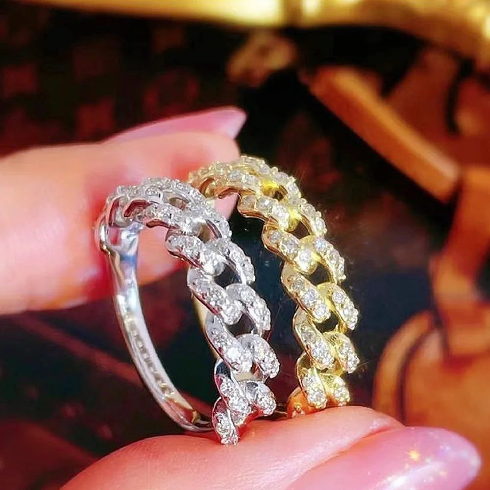 F1555 Luxury White Gold Diamond Rings Round Brilliant Cut Natural G Color Women's Engagement Jewelry
