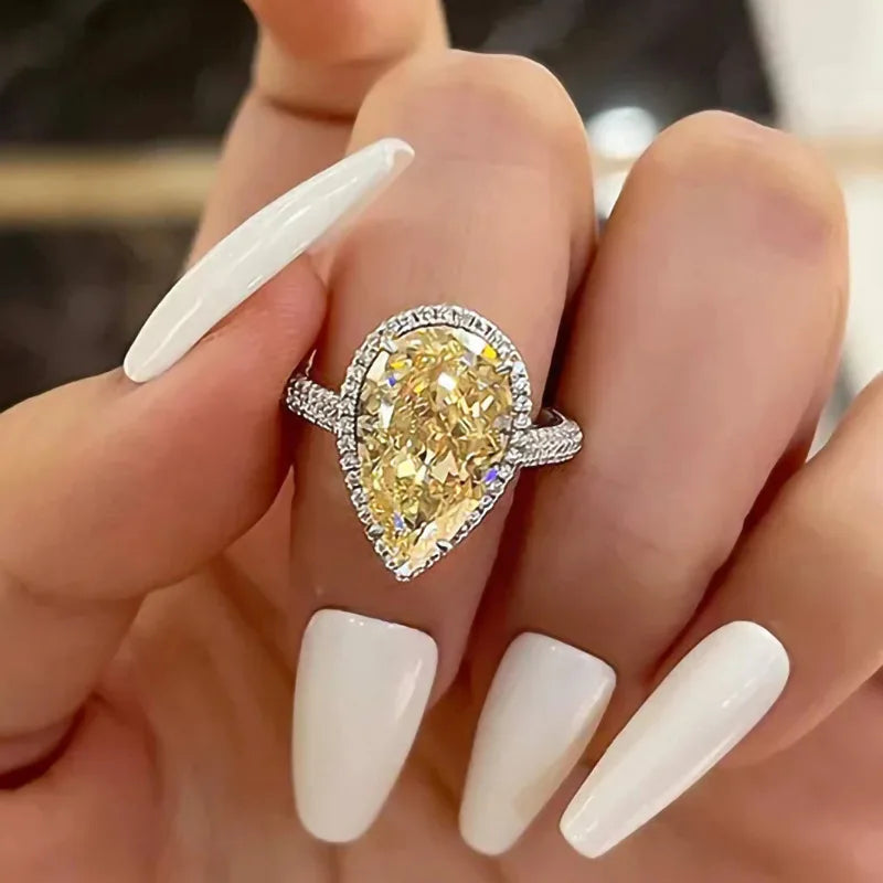 Platinum Water Drop Diamond Ring For Women Engagement Jewelry T0130