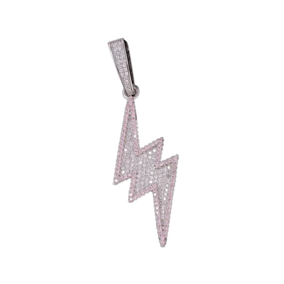New Fashion Tishya Diamond Silver Gold Plated 925 Sterling Brilliant Cut Micro Insert Iced Moissanite Lightning Hip Hop Pendant