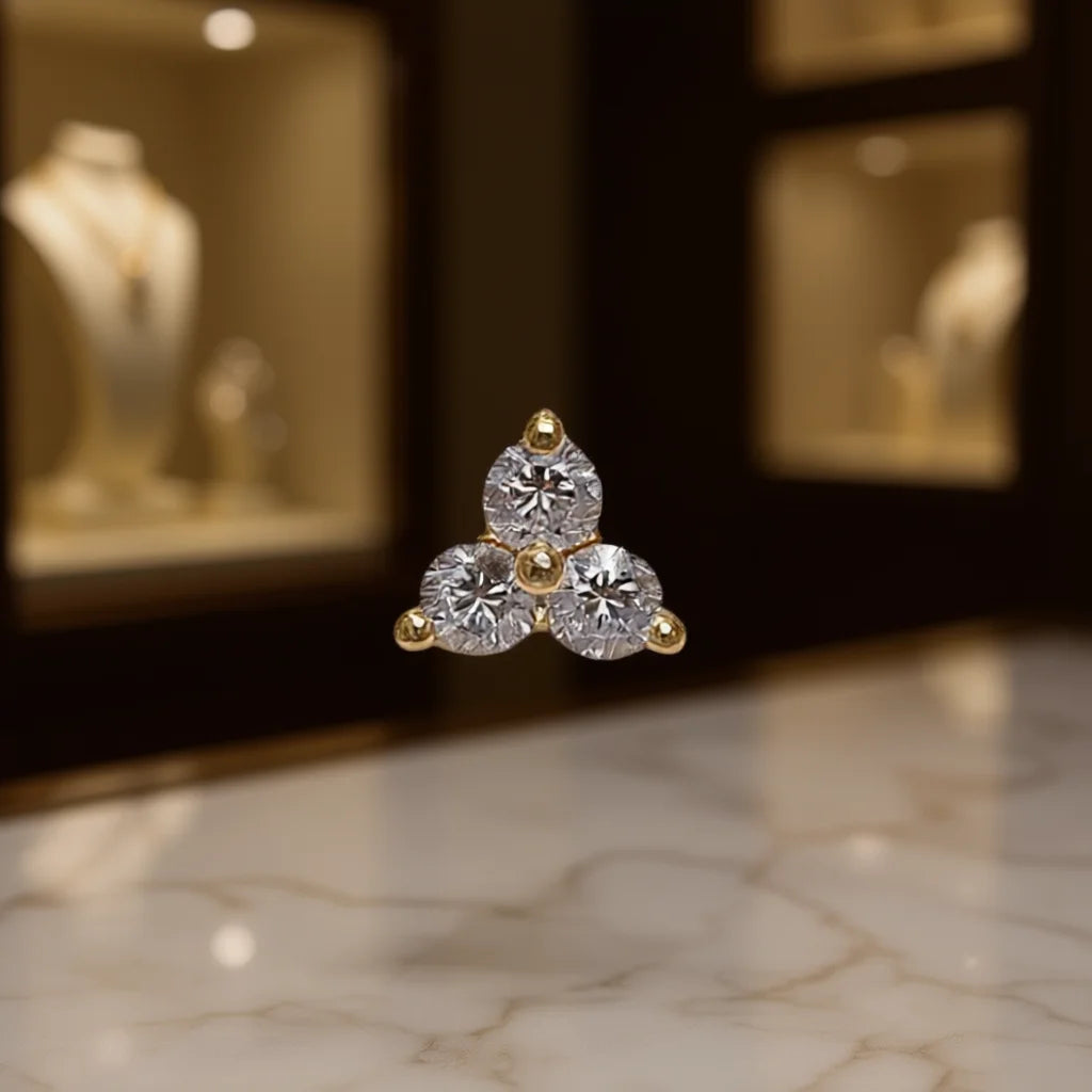 E3926 White Gold Stud Earrings Round Zircon Flower Design Claw Setting Women's Classic Fashion Jewelry