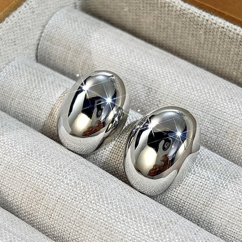 E3711 White Gold Ball Stud Earrings Classic Unisex Fashion Jewelry