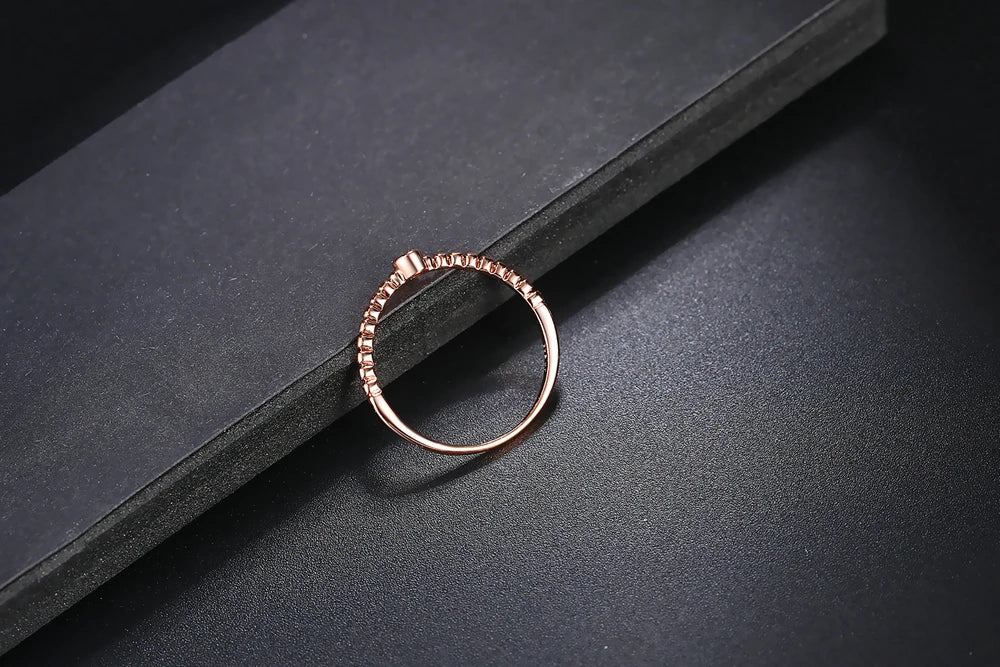 Dainty Ring For Women Simple Thin Crystal CZ Water Drop Rose Gold Color Sliver Color Proposal Gift Fashion Jewelry R421 R423