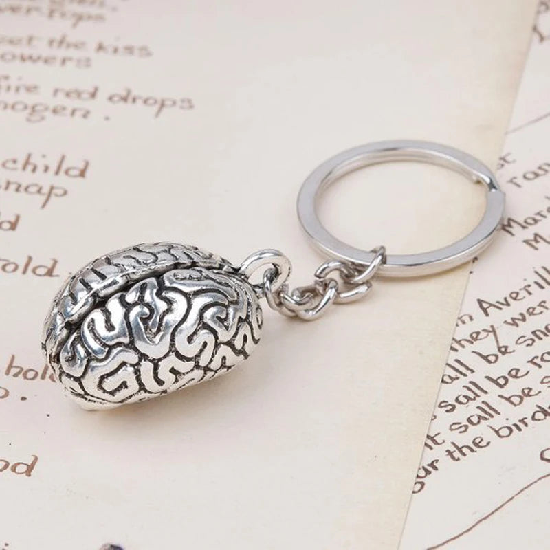 Humans Brain Keychain Anatomy 3D Charm Human Organs Body Parts Zombie Halloween Key Chains Jewelry Gifts