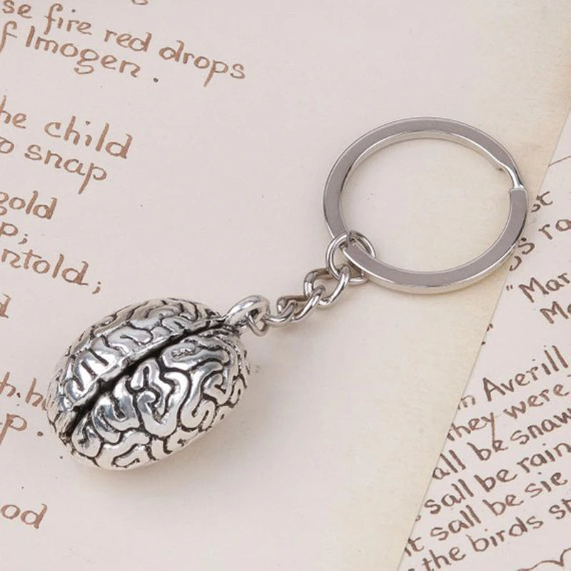 Humans Brain Keychain Anatomy 3D Charm Human Organs Body Parts Zombie Halloween Key Chains Jewelry Gifts
