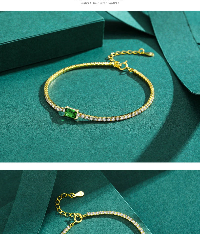 MODIAN 2021 New 925 Sterling Silver Luxury Sparkling Cubic Zirconia Bracelet For Women Gold Color Wedding Engagement Jewelry