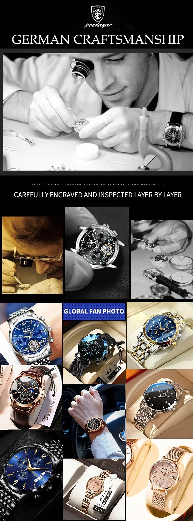 POEDAGAR Women Watches Luxury Fashion Ladies Quartz Watch Waterproof Luminous Date Stainless Stain Wristwatch Girlfriend Gift