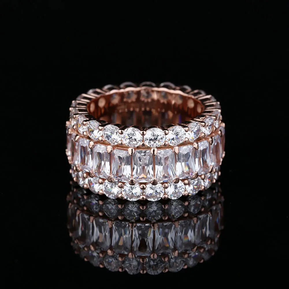KNRIQUEN 100% 925 Real SIlver Cocktail Big Rings for Women Created Moissanite Emerald Ruby Sapphire Gemstone Wedding Bands Jewel