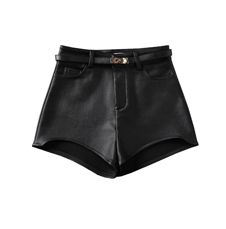 Slim Fit PU Leather Sexy Long Sleeve  Short Motorcycle  Crop Coat Autumn Outerwear Streetwear Leather Jacket