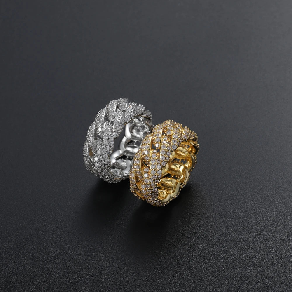 New Bling Bling Brass Cuban Ring  AAA Zricon  Micro pave with CZ Brass Hip Hop Jewelry R045