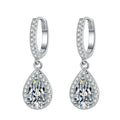 White Gold Pear Cut Zircon Drop Earrings Rhodium Plated Women's Wedding Classic Fashion Jewelry