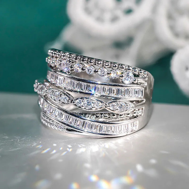 T0809 White Gold Diamond Ring Marquise Cut Natural D Color Luxury Engagement Women's Jewelry