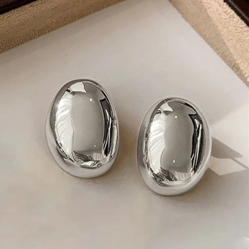 E3711 White Gold Ball Stud Earrings Classic Unisex Fashion Jewelry