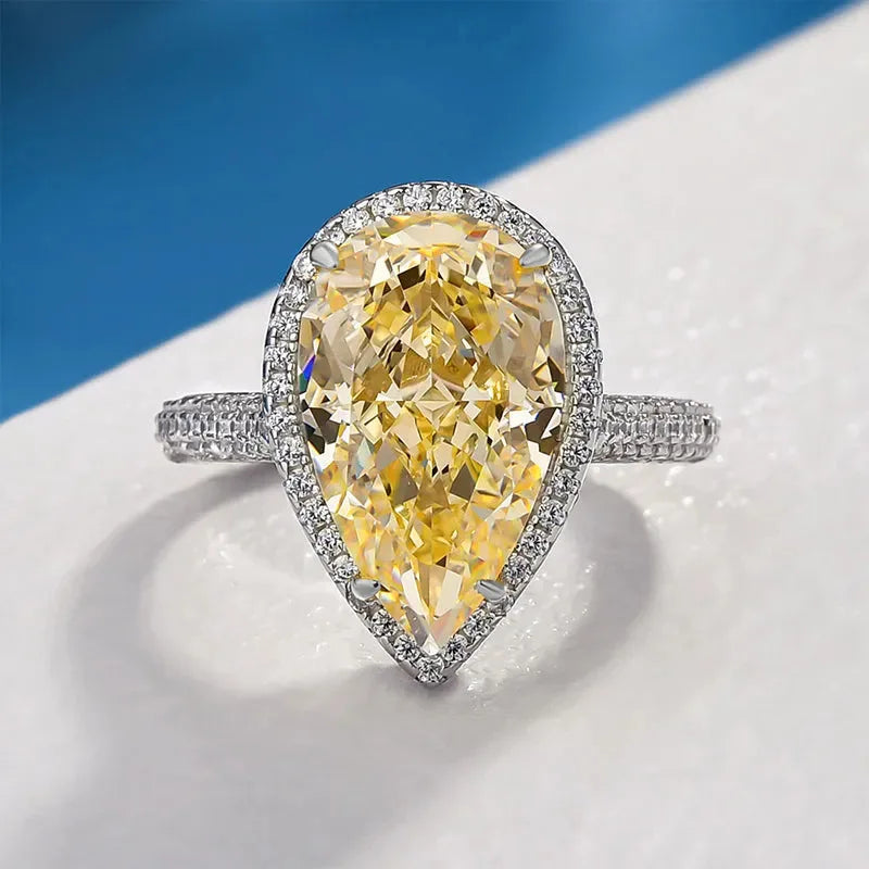 Platinum Water Drop Diamond Ring For Women Engagement Jewelry T0130