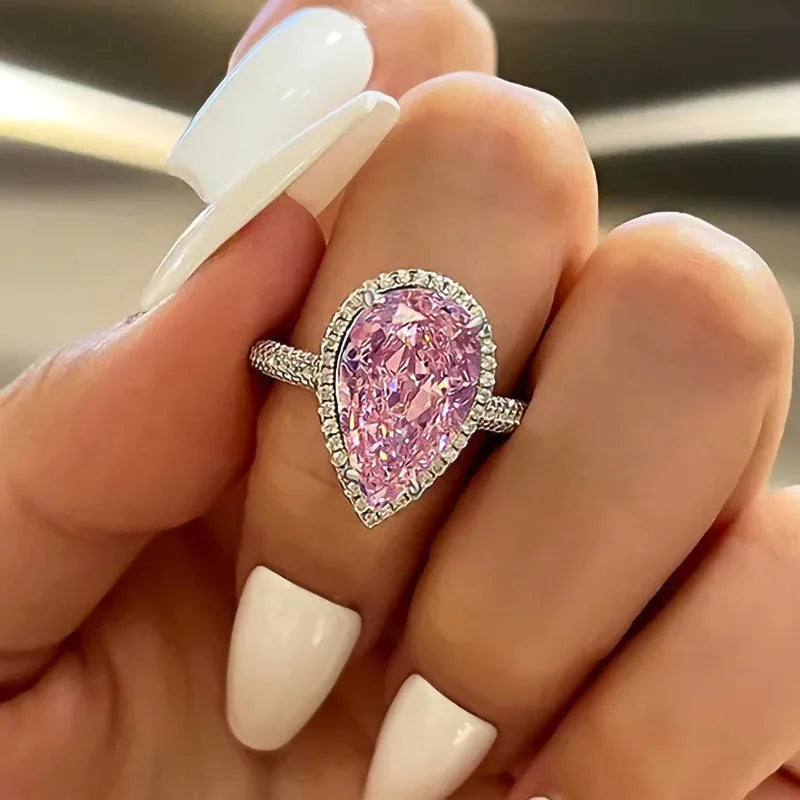 Platinum Water Drop Diamond Ring For Women Engagement Jewelry T0130