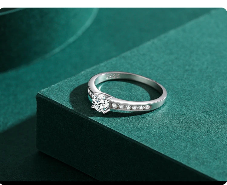 Ailmay Authentic 925 Sterling Silver Classic Simple Round Shape High Quality CZ Rings For Women Wedding Statement Jewelry Gift