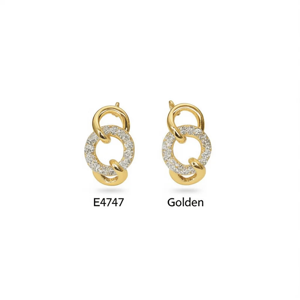 Golden Diamond Earrings E4747 Women's Minimalist Everyday Wear Round Brilliant Cut Natural G Color Gold Jewelry