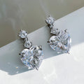 E3675 Yellow Heart Drop Earrings 925 Silver Claw Setting Wedding Romantic Women's Crystal Jewelry
