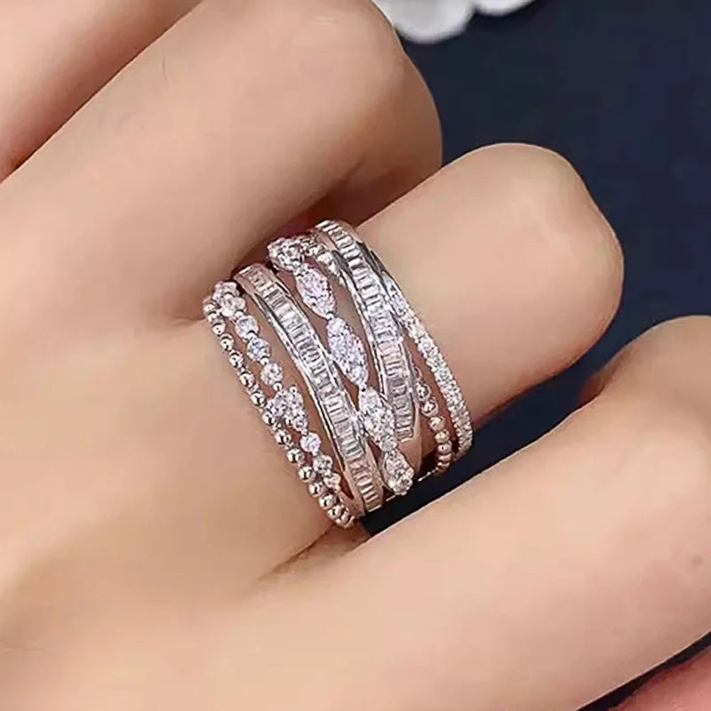 T0809 White Gold Diamond Ring Marquise Cut Natural D Color Luxury Engagement Women's Jewelry