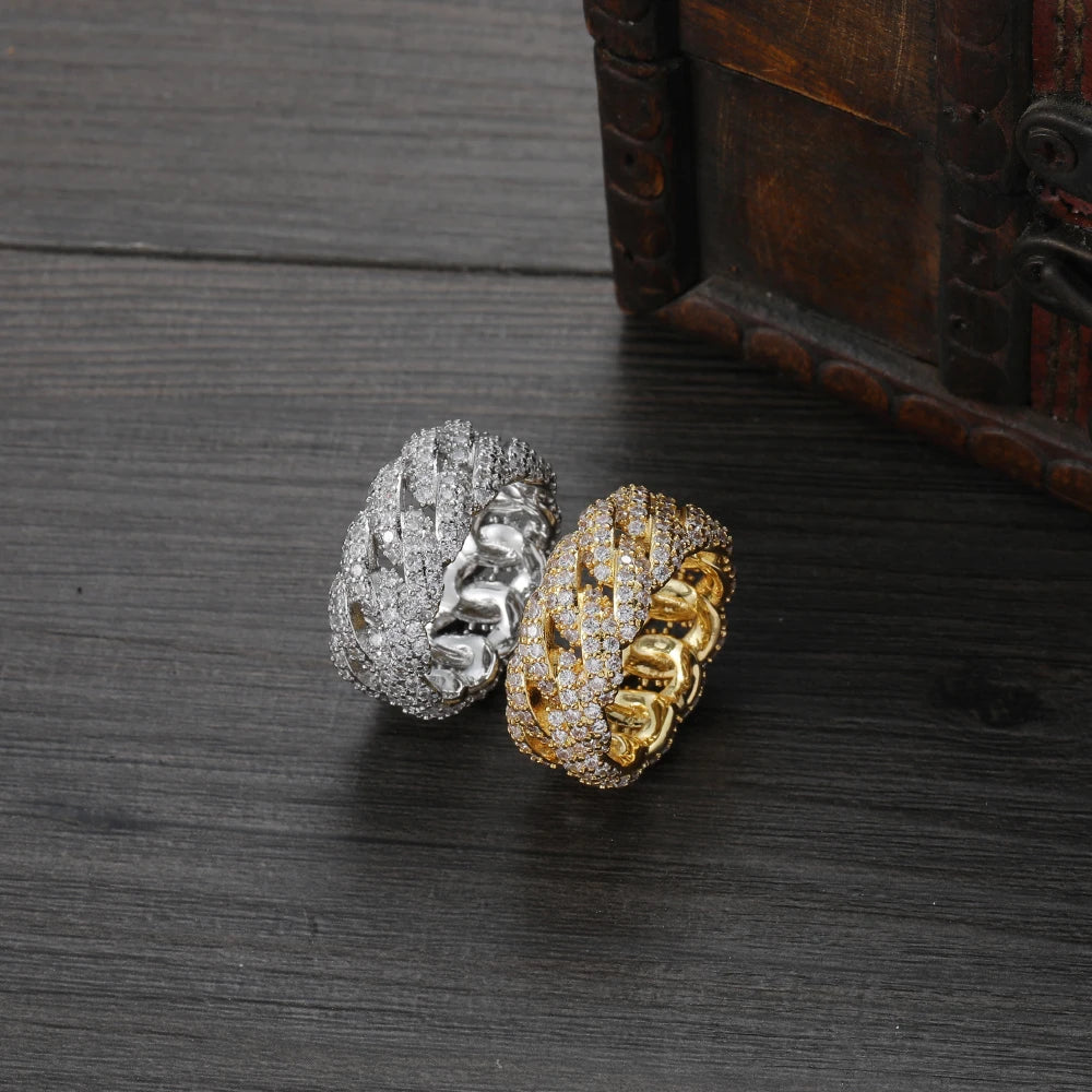 New Bling Bling Brass Cuban Ring  AAA Zricon  Micro pave with CZ Brass Hip Hop Jewelry R045