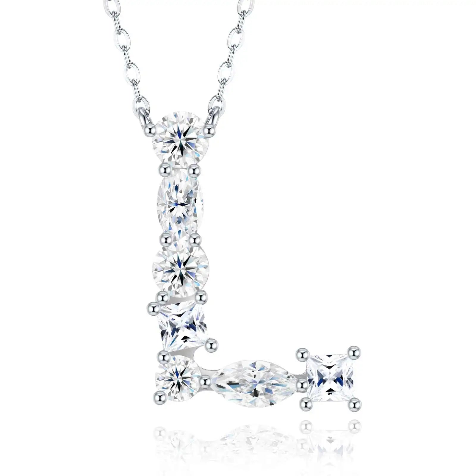 Pass Diamond Tester Letter J Multi Cut VVS Moissanite Necklace 925 Silver Platinum Plated Elegant Fine Jewelry Necklace