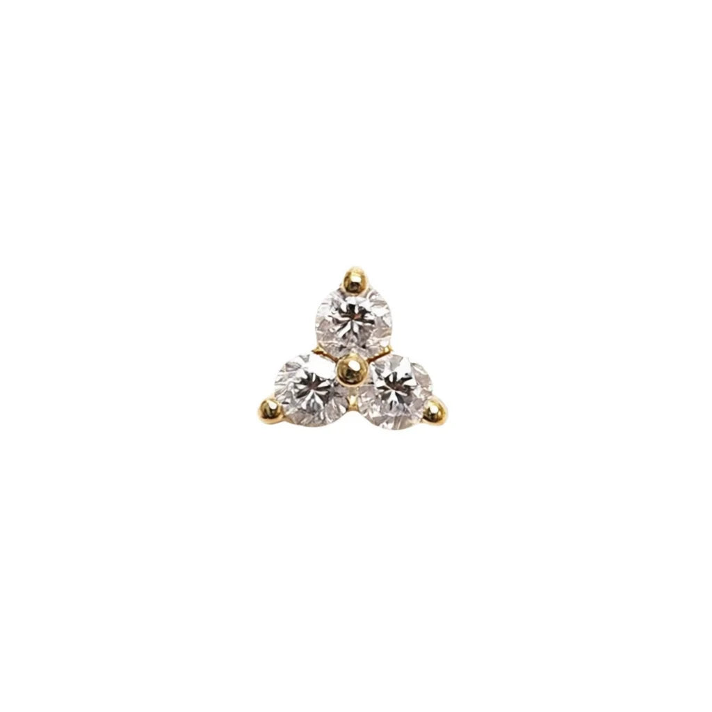 E3926 White Gold Stud Earrings Round Zircon Flower Design Claw Setting Women's Classic Fashion Jewelry