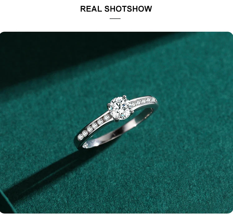 Ailmay Authentic 925 Sterling Silver Classic Simple Round Shape High Quality CZ Rings For Women Wedding Statement Jewelry Gift