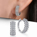 Luxury Women's Champagne White 925 Silver Rhodium Plated Diamond Hoop Earrings Brilliant Cut Claw Setting Wedding Fine Jewelry
