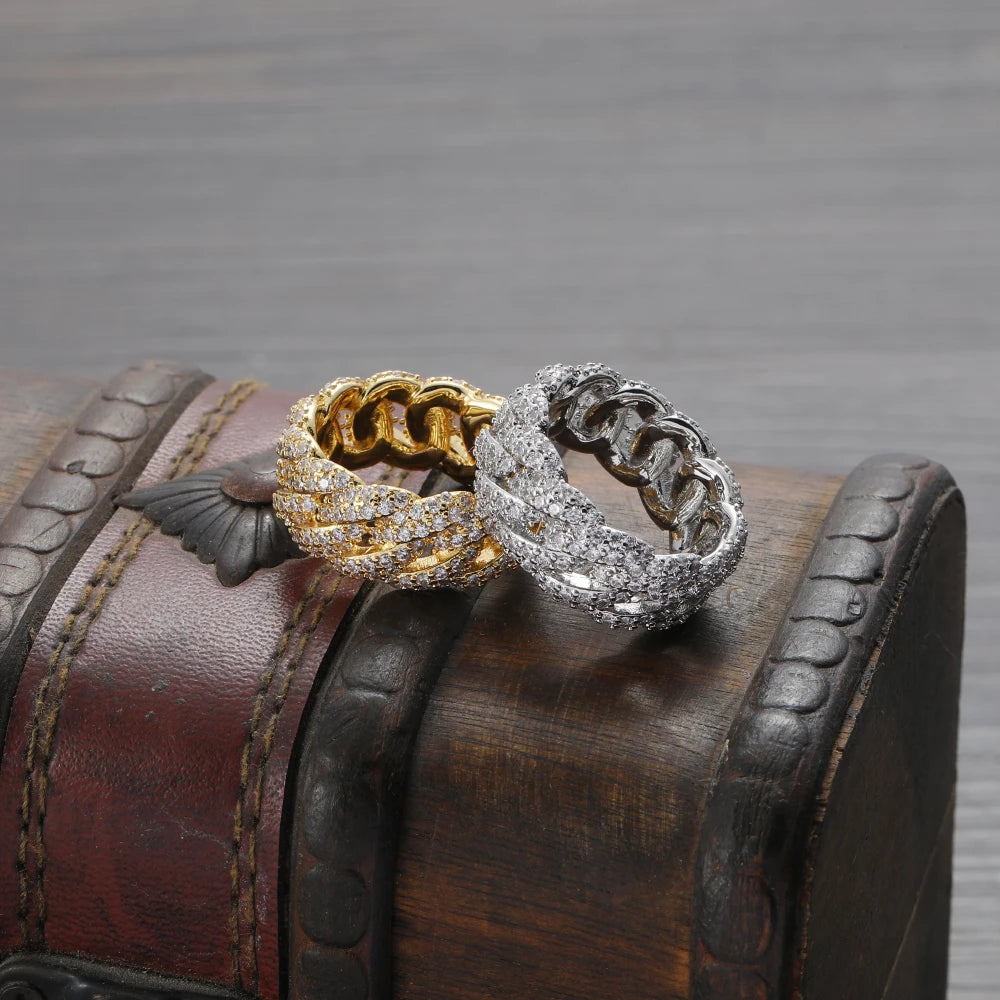 New Bling Bling Brass Cuban Ring  AAA Zricon  Micro pave with CZ Brass Hip Hop Jewelry R045