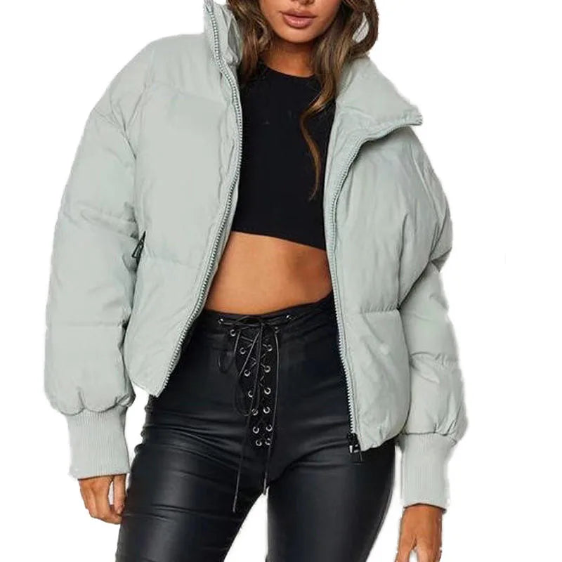 Fashion Waterproof Breathable Polyester Wadding Short Thick Padded Winter Coat Bubble Puffer Jacket for Women