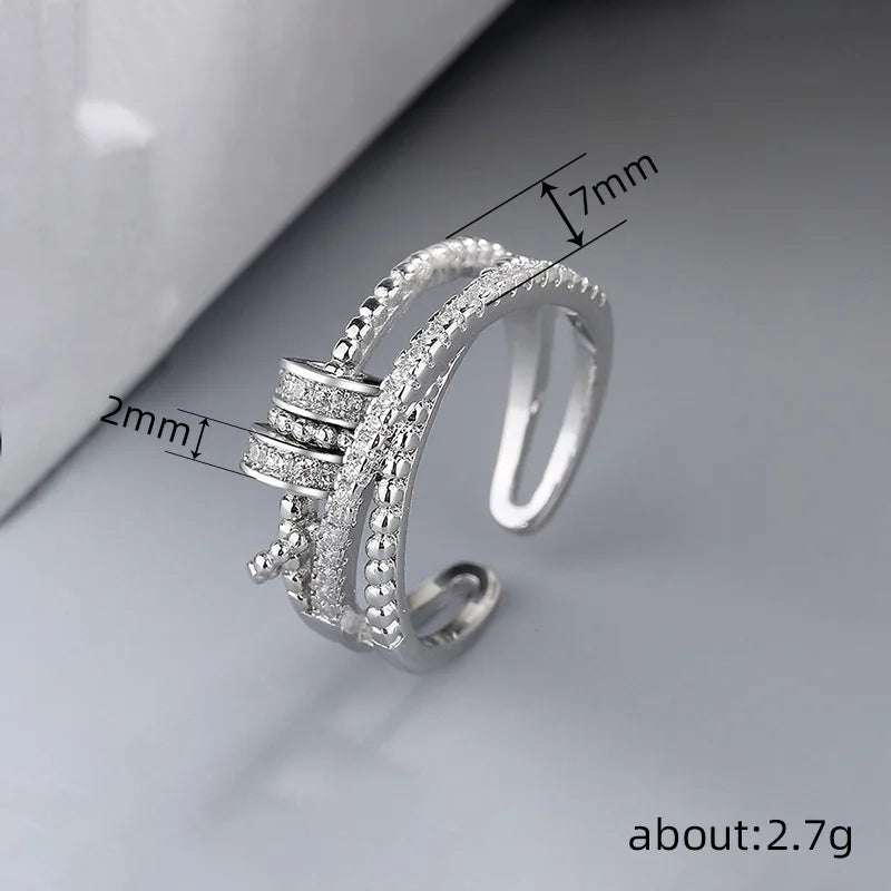 T0583 Women's Fashion Rings Ball Shape Pave Setting Cubic Zirconia Party Jewelry Gold Rose Silver Tone